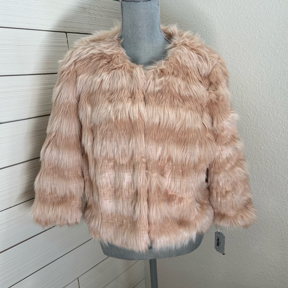 MOSSIMO Women’s Pink Faux‎ Fur Coat Size LARGE NEW Winter Chic Glam Streetwear